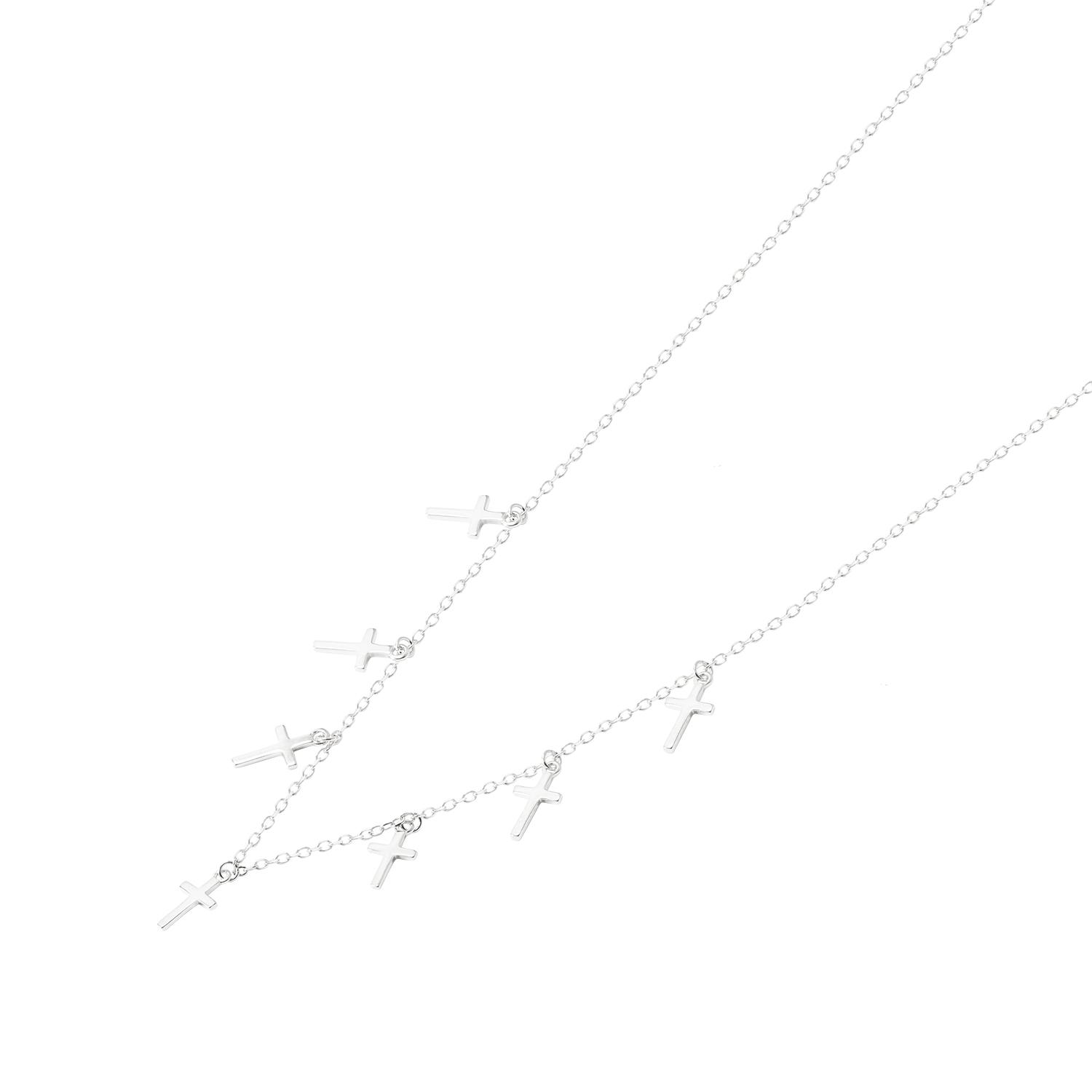 Collar de Plata Esterlina 925 Choker Cruces Colgantes 1