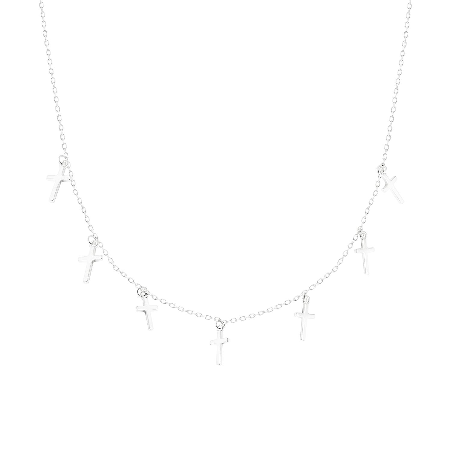 Collar de Plata Esterlina 925 Choker Cruces Colgantes 2