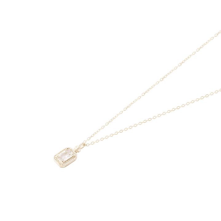 Collar de Plata Esterlina 925 Rectangulo Circon Revestido en Oro 18kt 1