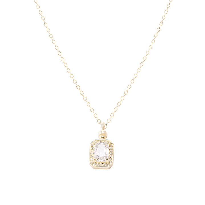 Collar de Plata Esterlina 925 Rectangulo Circon Revestido en Oro 18kt 2