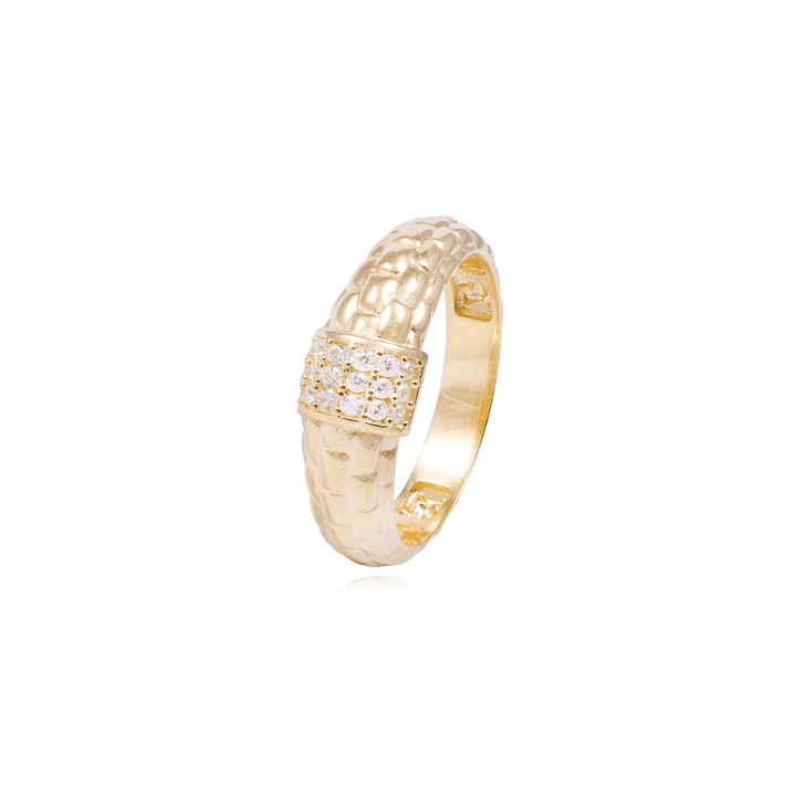 Anillo de Oro 18Kt Con Textura y Circon 1