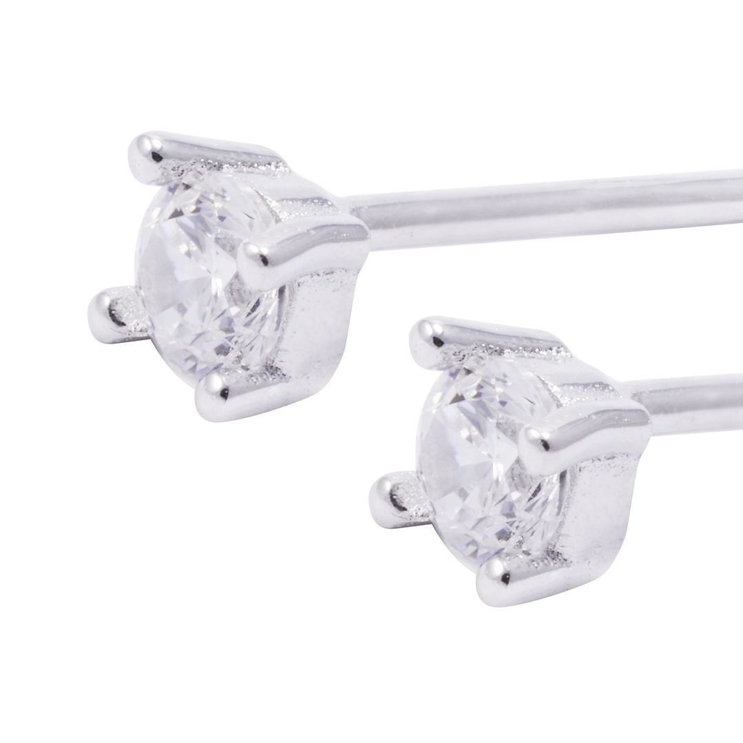 Aros de Plata Esterlina Punto de Luz Circonita 2