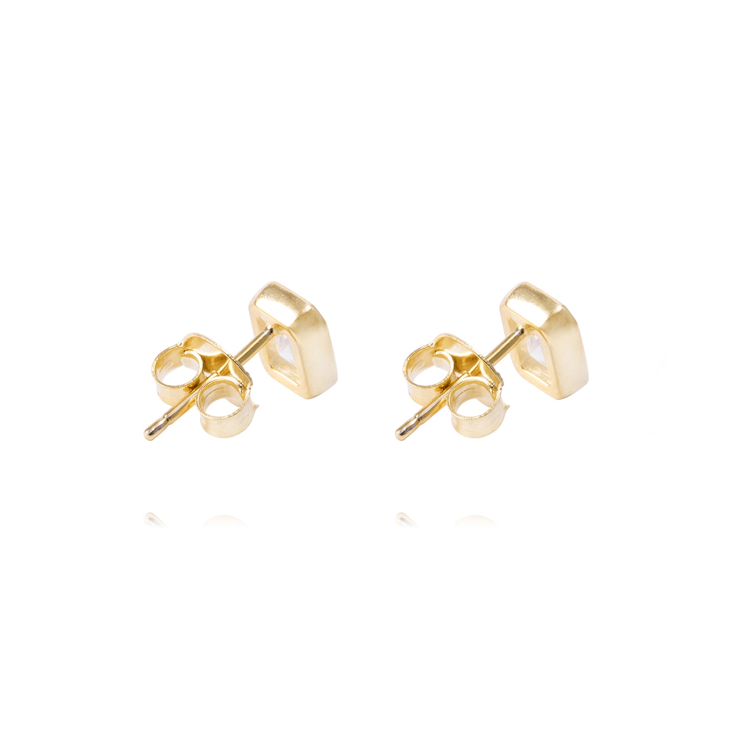Aros de Plata Esterlina Rectangular Con Circonita Revestido en Oro 18kt 3