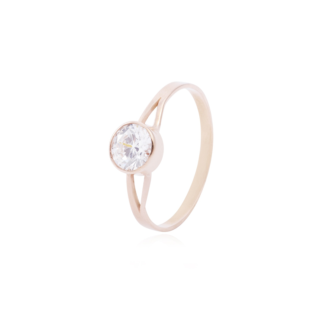 Anillo Oro Miel 18kt Moderno Circón 6mm 1