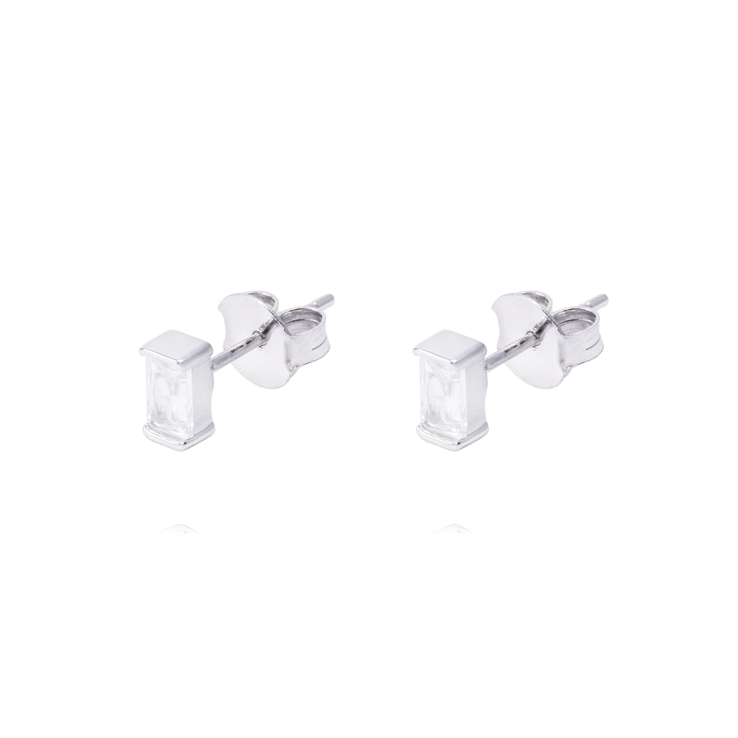 Aros de Plata Esterlina Rectangular con Circonita Pequeño 1