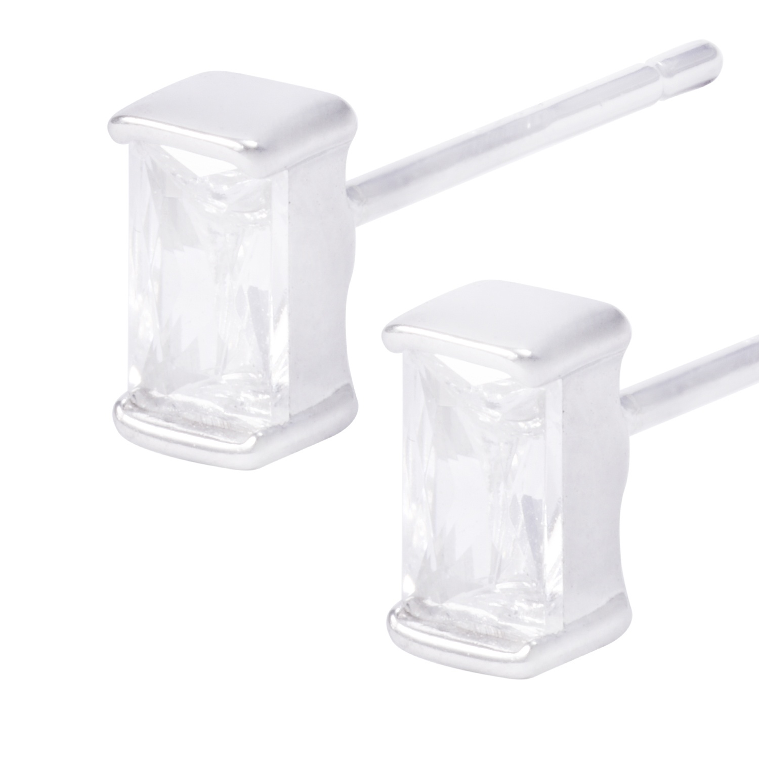 Aros de Plata Esterlina Rectangular con Circonita Pequeño 2