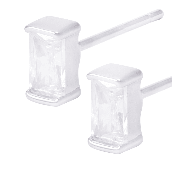 Aros de Plata Esterlina Rectangular con Circonita Pequeño 2