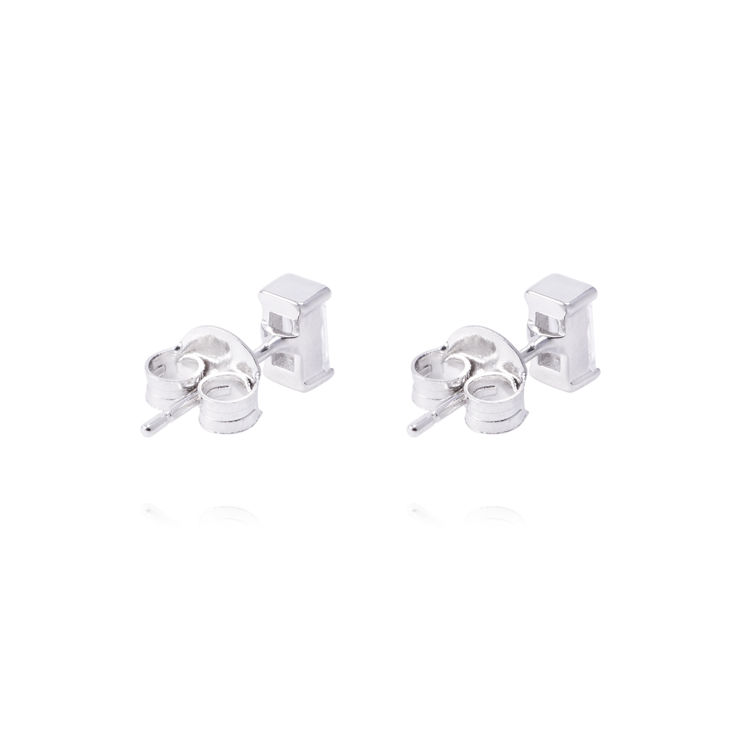 Aros de Plata Esterlina Rectangular con Circonita Pequeño 3