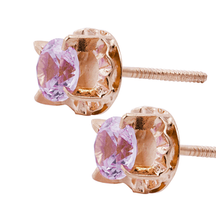Aros Oro Miel 18kt Chatón Rosa de Francia 5mm