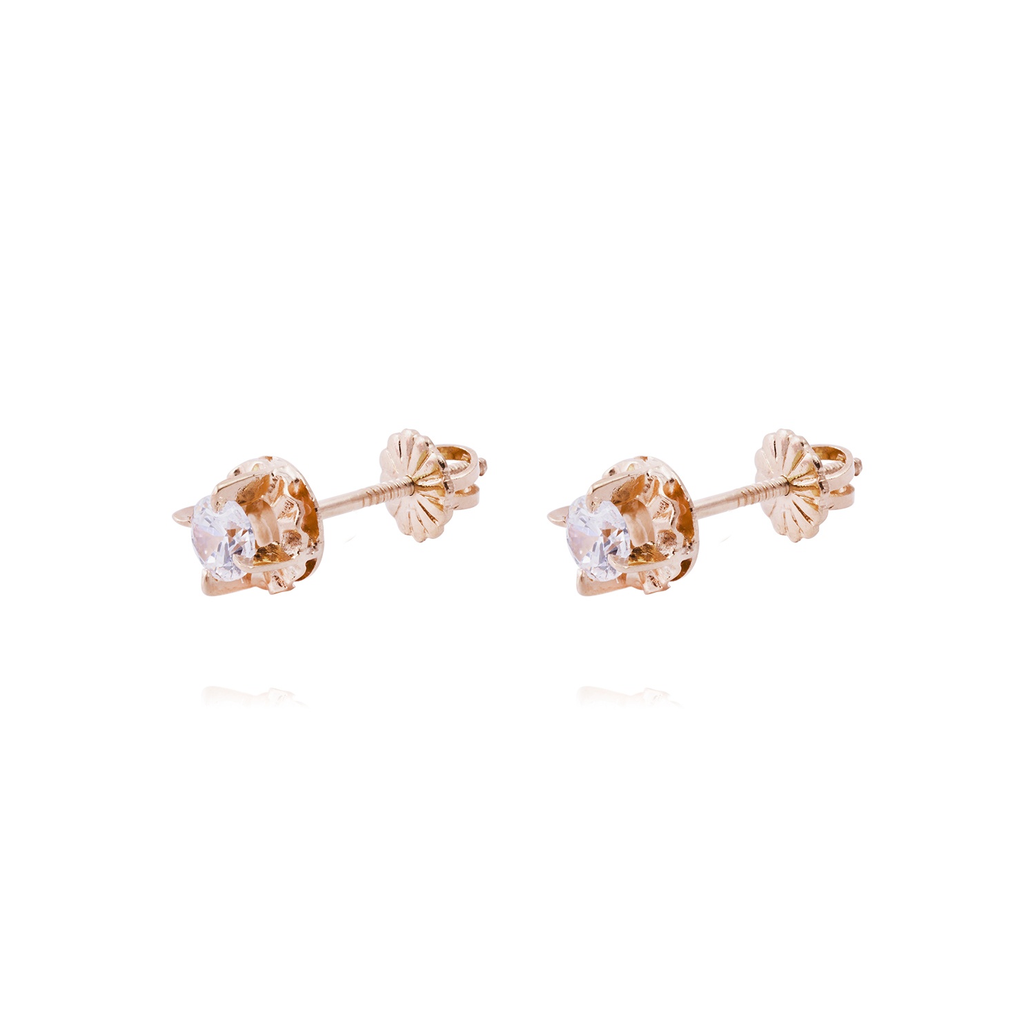 Aros Oro Miel 18kt Chatón Circón 4mm 1