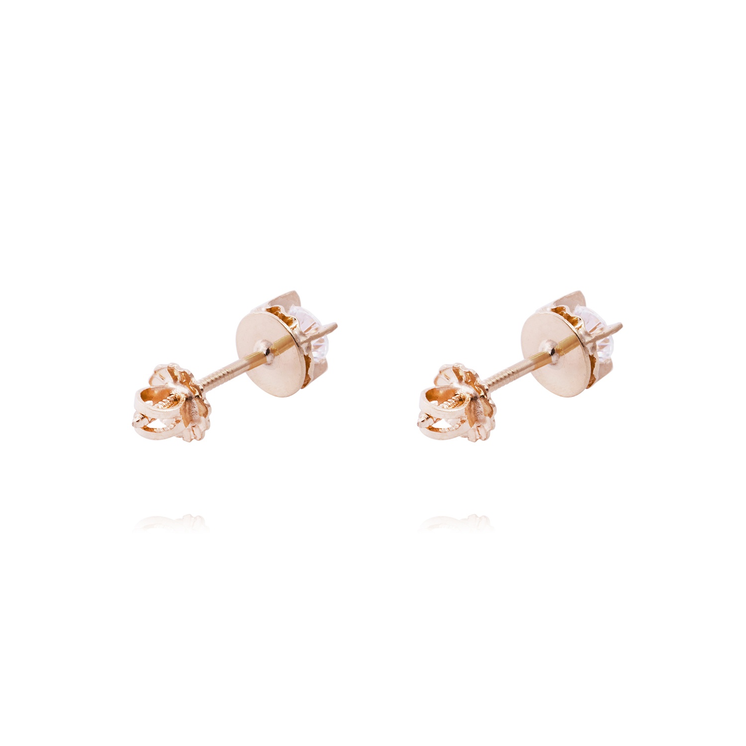 Aros Oro Miel 18kt Chatón Circón 4mm 3