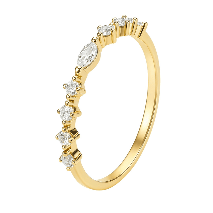 Anillo de Plata Esterlina 925 Marquise Central con Circonita revestido en Oro 18kt 1