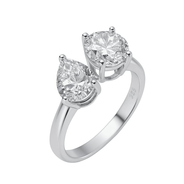 Anillo de Plata Esterlina 925 Gota con Circonita Corte Brillante 1