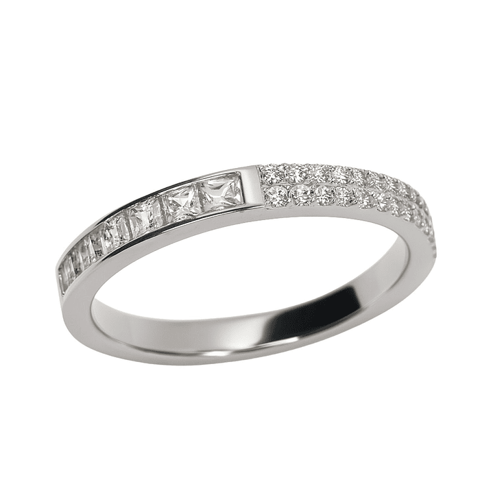 Anillo de Plata Esterlina 925 Princesa 1/2 Cintillo con Circonita 2