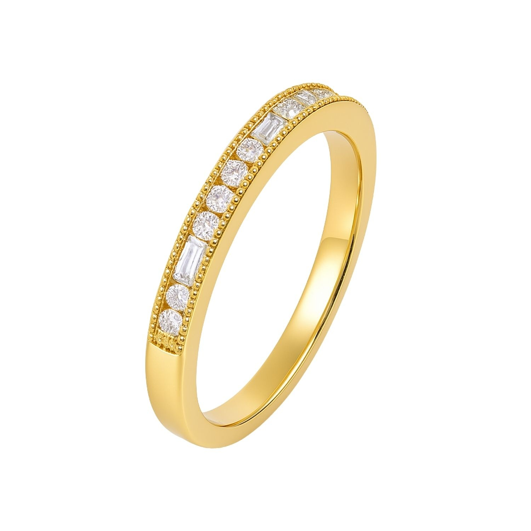 Anillo de Plata Esterlina 925 Cintillo Baguette con Circonita revestido en Oro 18kt 1