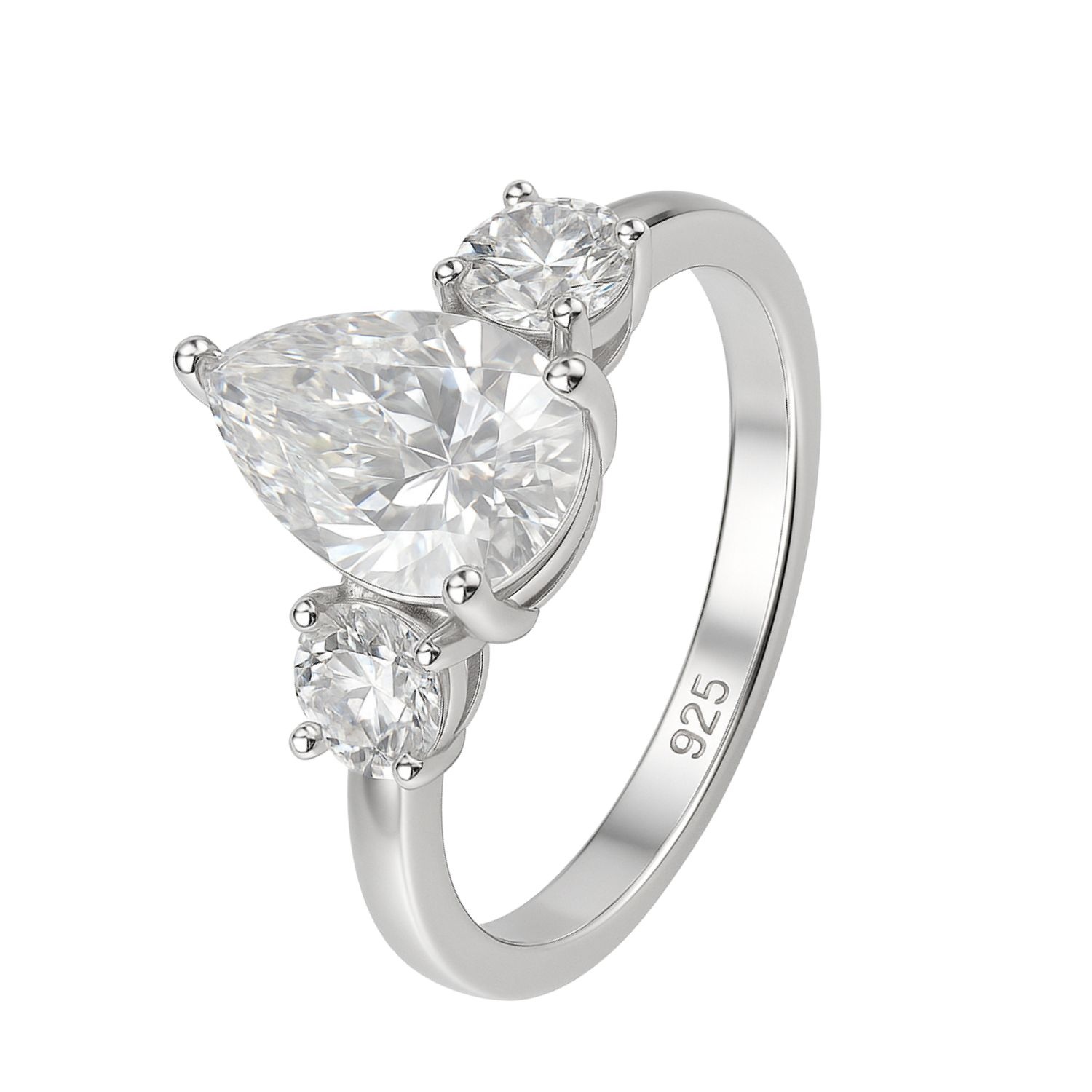 Anillo de Plata Esterlina 925 Gota Grande con Circonita 1