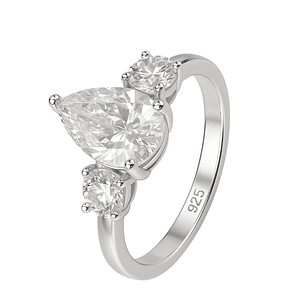 Anillo de Plata Esterlina 925 Gota Grande con Circonita