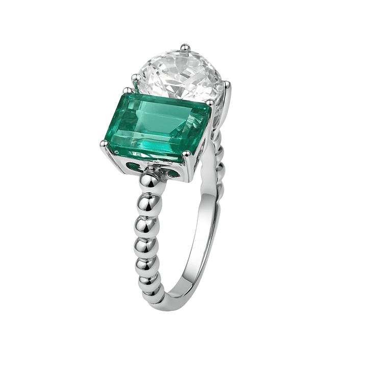 Anillo de Plata Esterlina 925 Esmeralda con Circonita 1