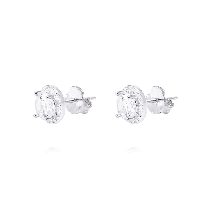 Aros de Plata Esterlina Circonita Central Rodeado de Circones 1