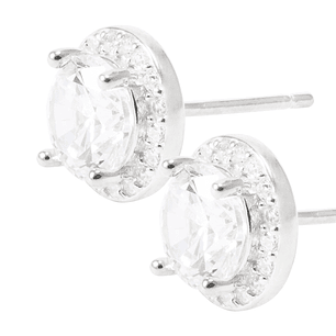 Aros de Plata Esterlina Circonita Central Rodeado de Circones