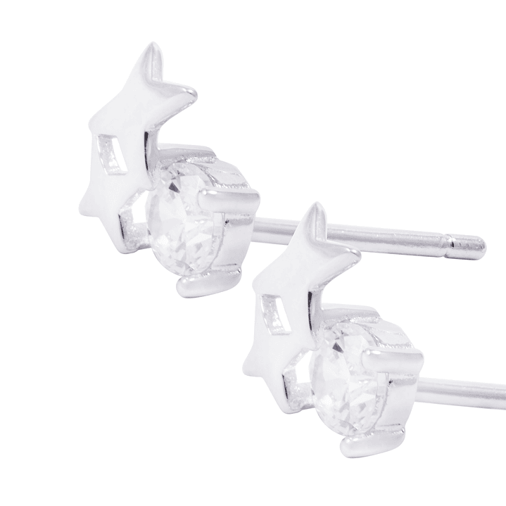 Aros de Plata Esterlina Estrellas con Circonita 2