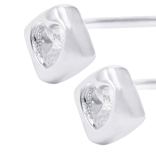 Aros de Plata Esterlina Cuadrado Corazón Con Circón