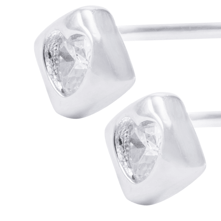 Aros de Plata Esterlina Cuadrado Corazón Con Circón 2