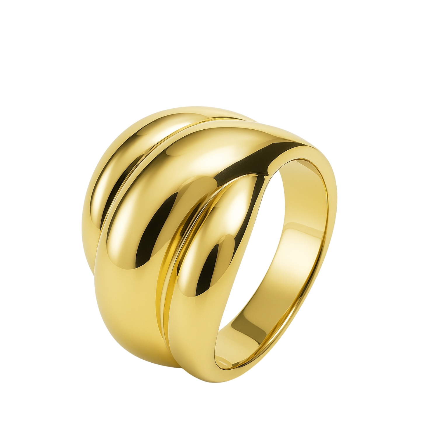 Anillo de Plata Esterlina 925 Triple Liso revestido en Oro 18kt 1