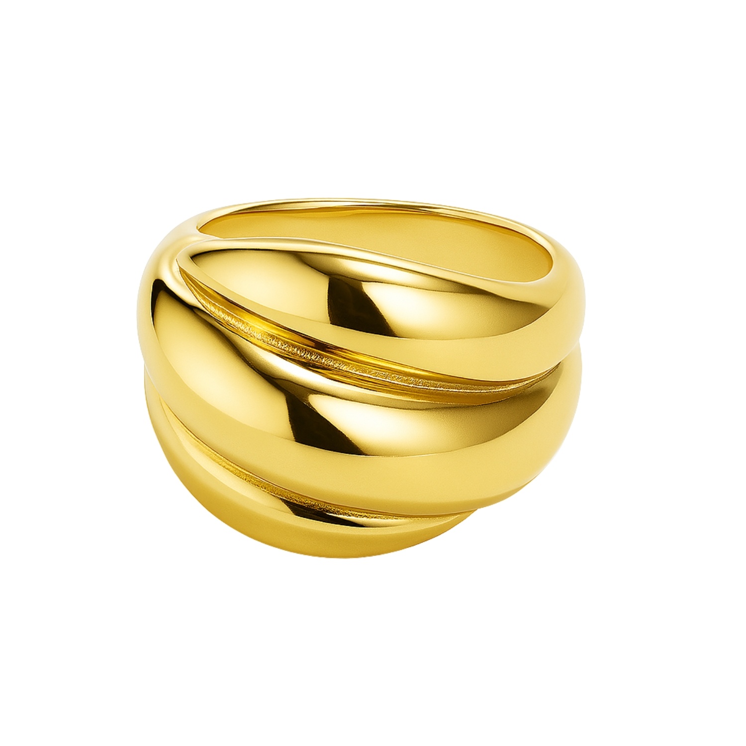 Anillo de Plata Esterlina 925 Triple Liso revestido en Oro 18kt 2