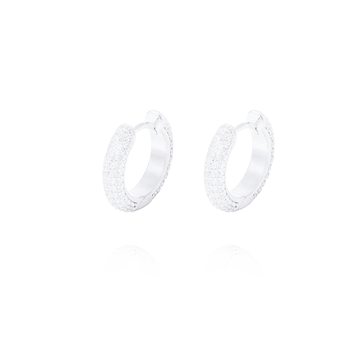 Aros de Plata Esterlina Argollas Brillante Circón 1