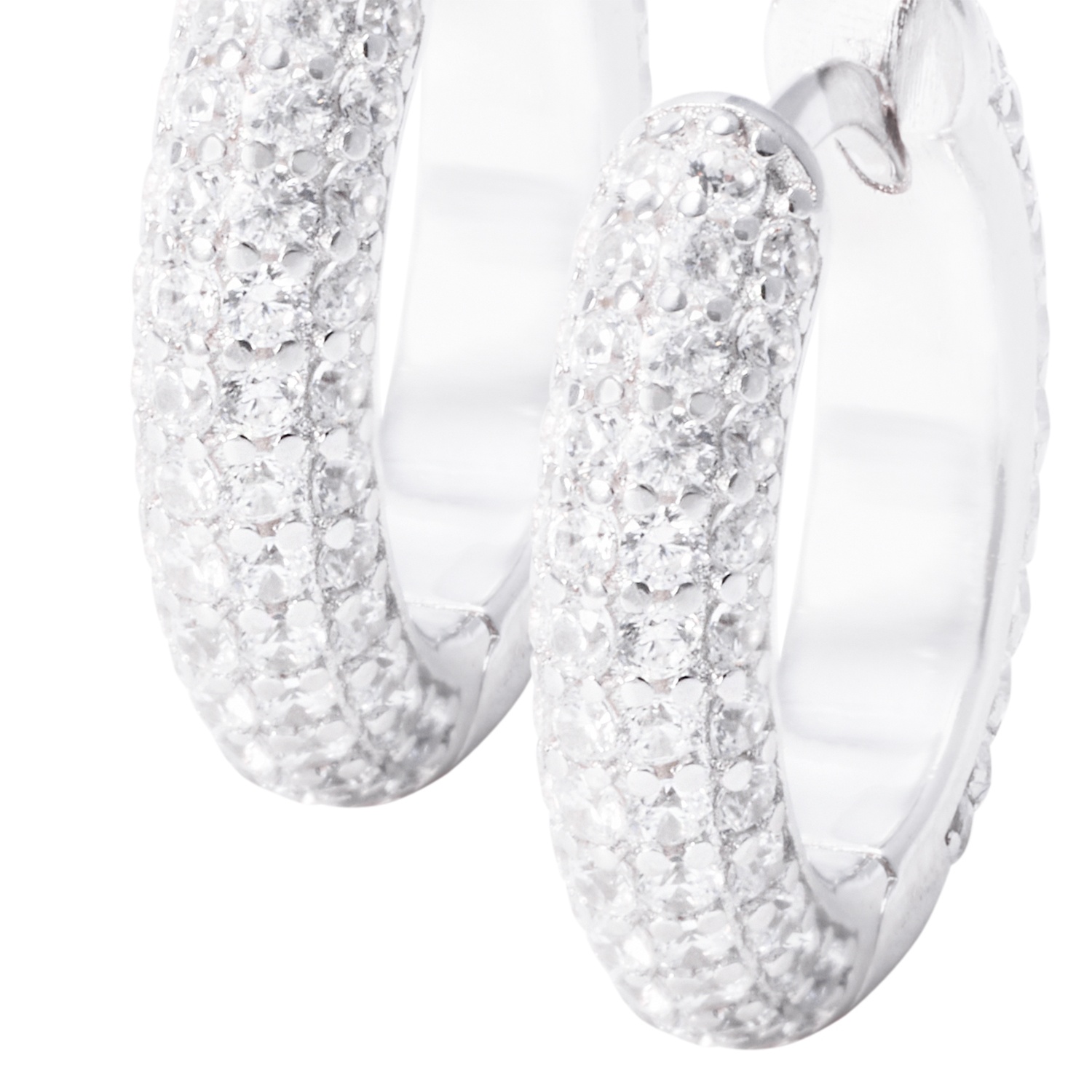 Aros de Plata Esterlina Argollas Brillante Circón 2