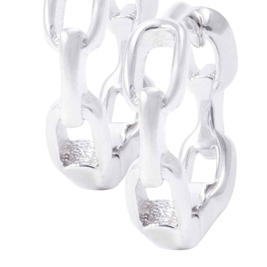 Aros de Plata Esterlina Argollas Cadena 2