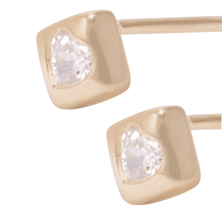 Aros Revestido en Oro 18kt Cuadrado Corazón Con Circonita 2