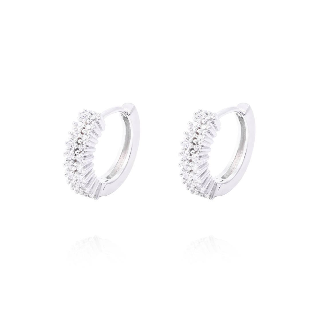 Aros de Plata Esterlina Argollas Doble Circón 1