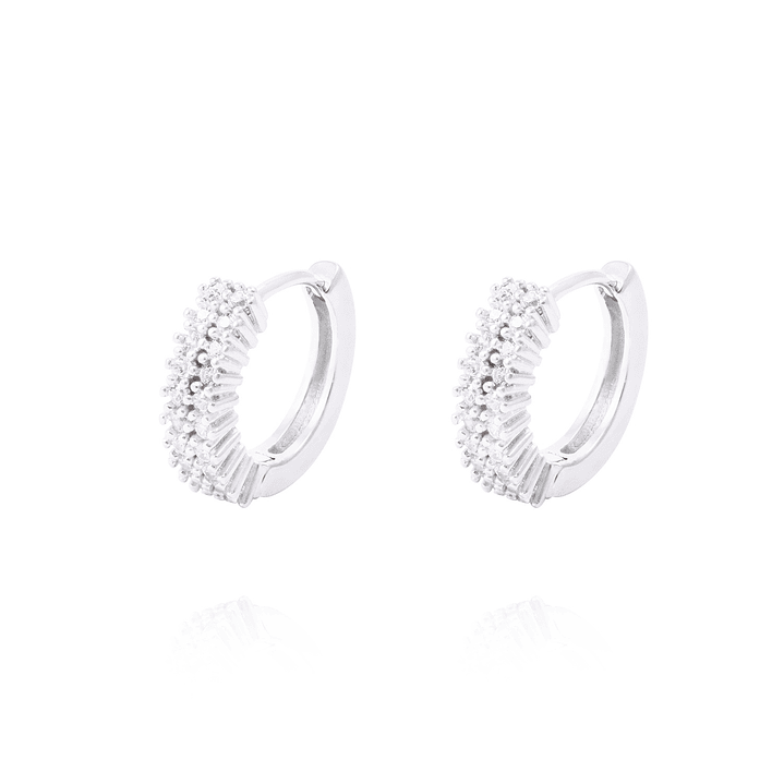 Aros de Plata Esterlina Argollas Doble Circón 1