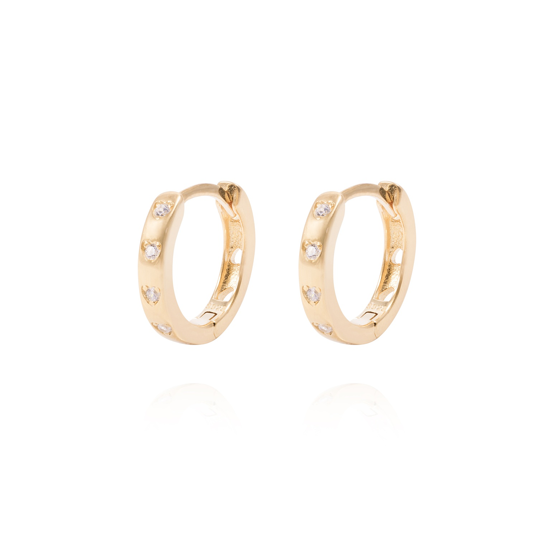 Aros Revestidos en Oro 18kt Argollas Pequeña Circonita 1
