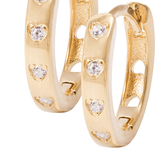 Aros Revestidos en Oro 18kt Argollas Pequeña Circonita
