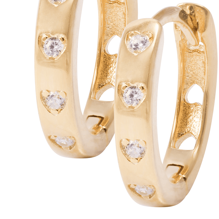 Aros Revestidos en Oro 18kt Argollas Pequeña Circonita 2