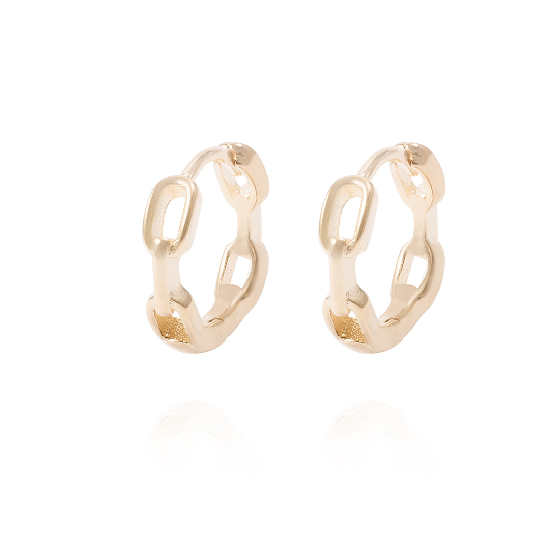 Aros Revestidos en Oro 18kt Argollas Cadena 1