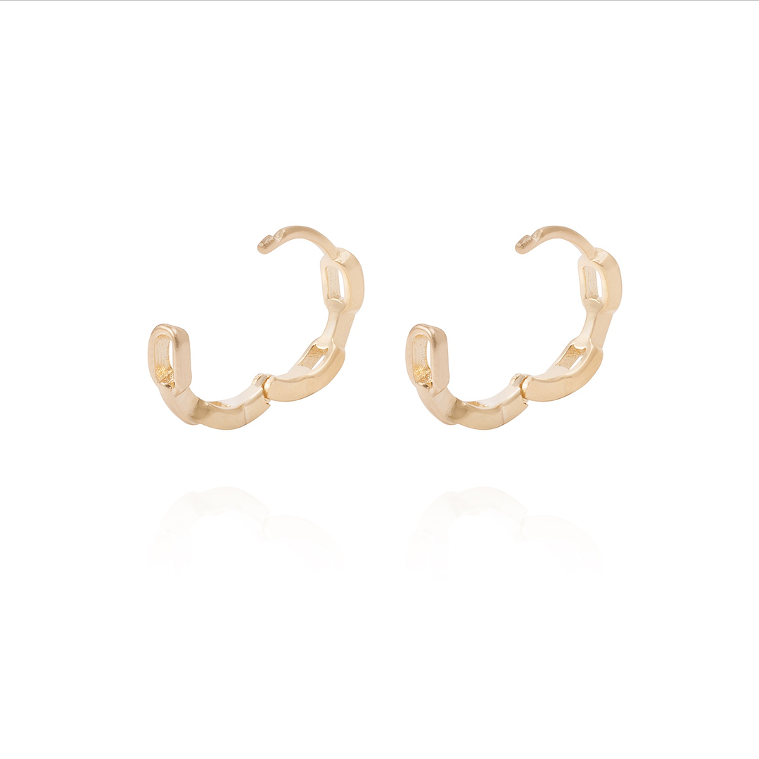Aros Revestidos en Oro 18kt Argollas Cadena 3
