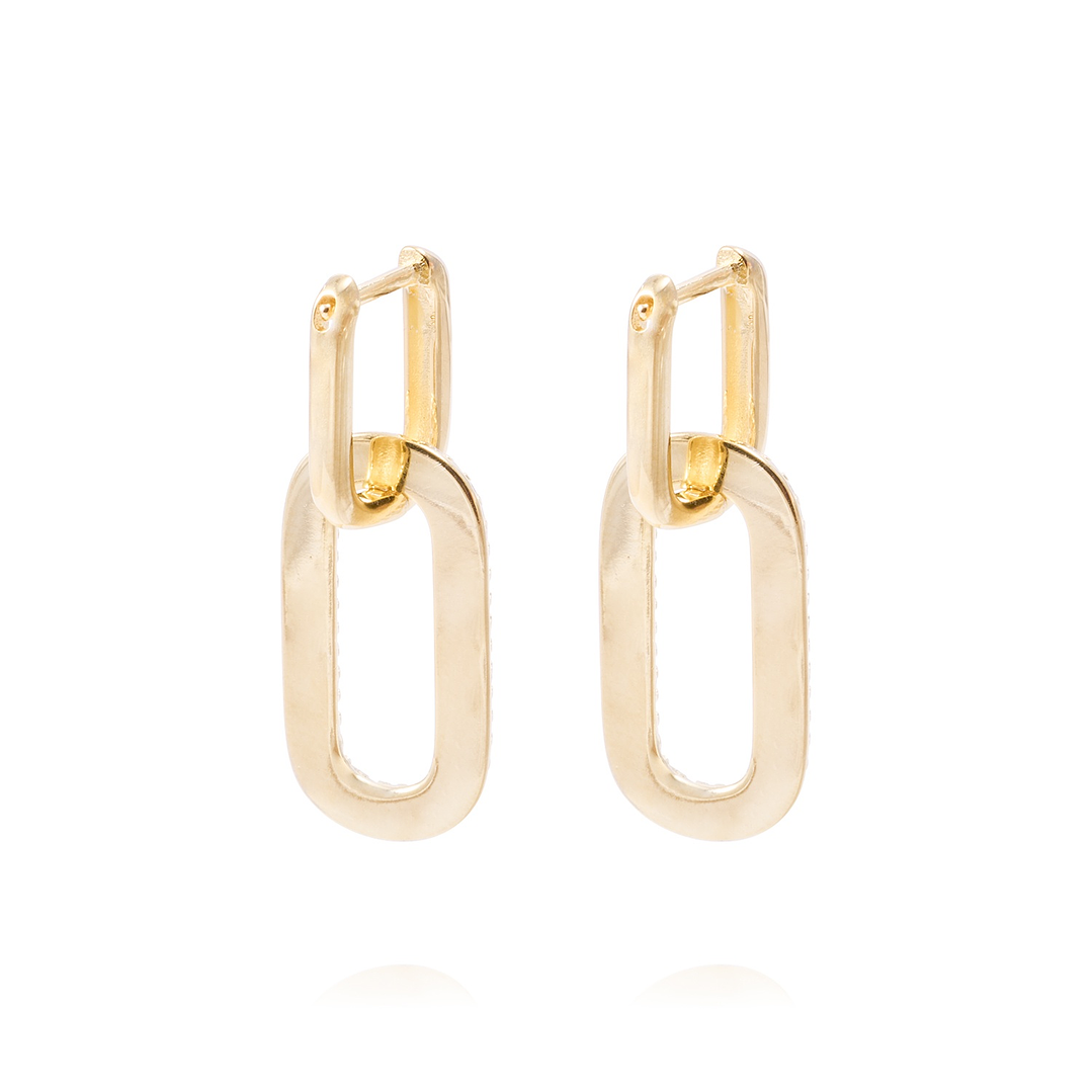 Aros Revestidos en Oro 18kt Diseño Rectangular Circonita 3