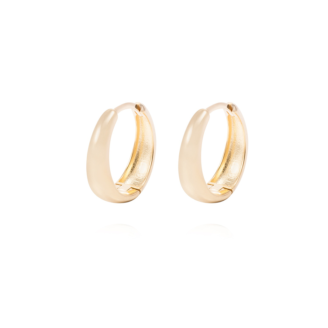 Aros de Plata Esterlina Argollas Lisas Revestido en Oro 18kt 1