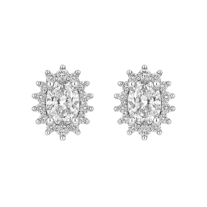 Aros de Plata Esterlina 925 Circonita Ovalada Central 1