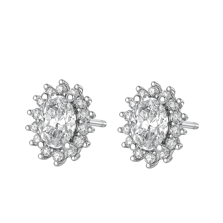 Aros de Plata Esterlina 925 Circonita Ovalada Central 2