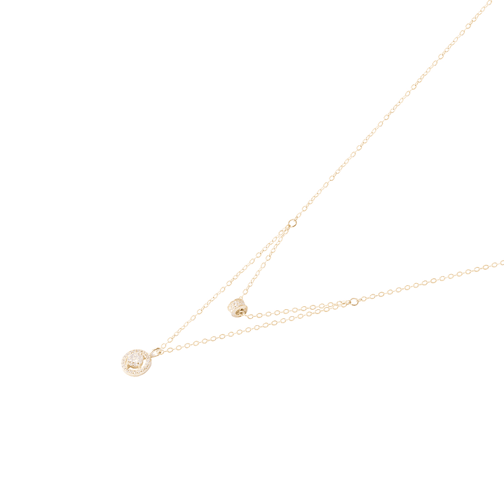 Collar de Plata Esterlina 925 Doble Capa con Circones Revestido en Oro 18kt 1