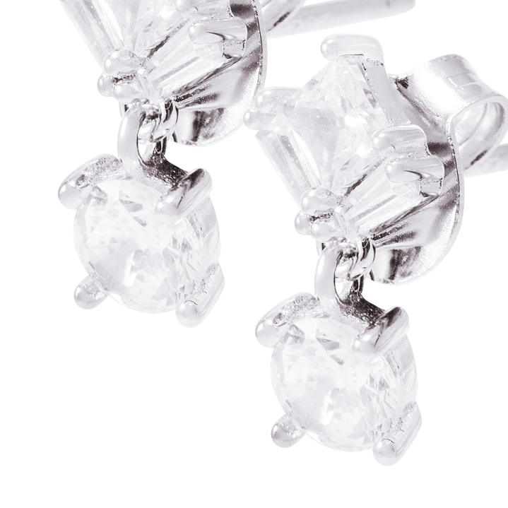 Aros de Plata Esterlina Dúo de Luz Colgante con Circonita 2