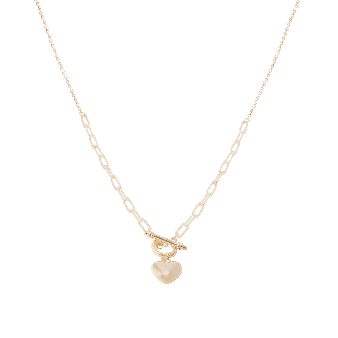 Collar de Plata Esterlina 925 Corazon Inflado Revestido en Oro 18Kt 2