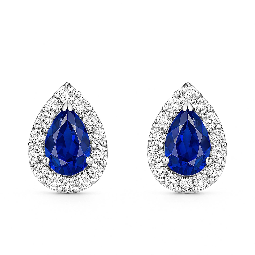 Aros de Plata Esterlina 925 Gota Zafiro con Circonita 1