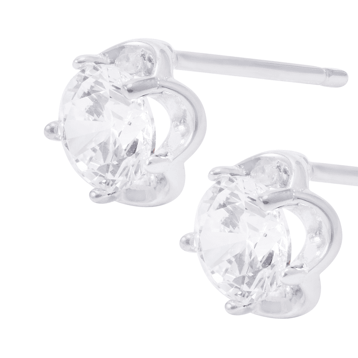 Aros de Plata Esterlina Solitario con Circonita Grifas Revestida en Oro 18kt 2