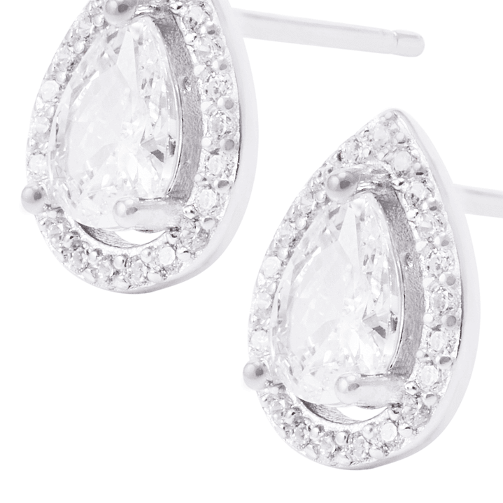 Aros de Plata Esterlina Gotas de Agua Circonita Grande 2